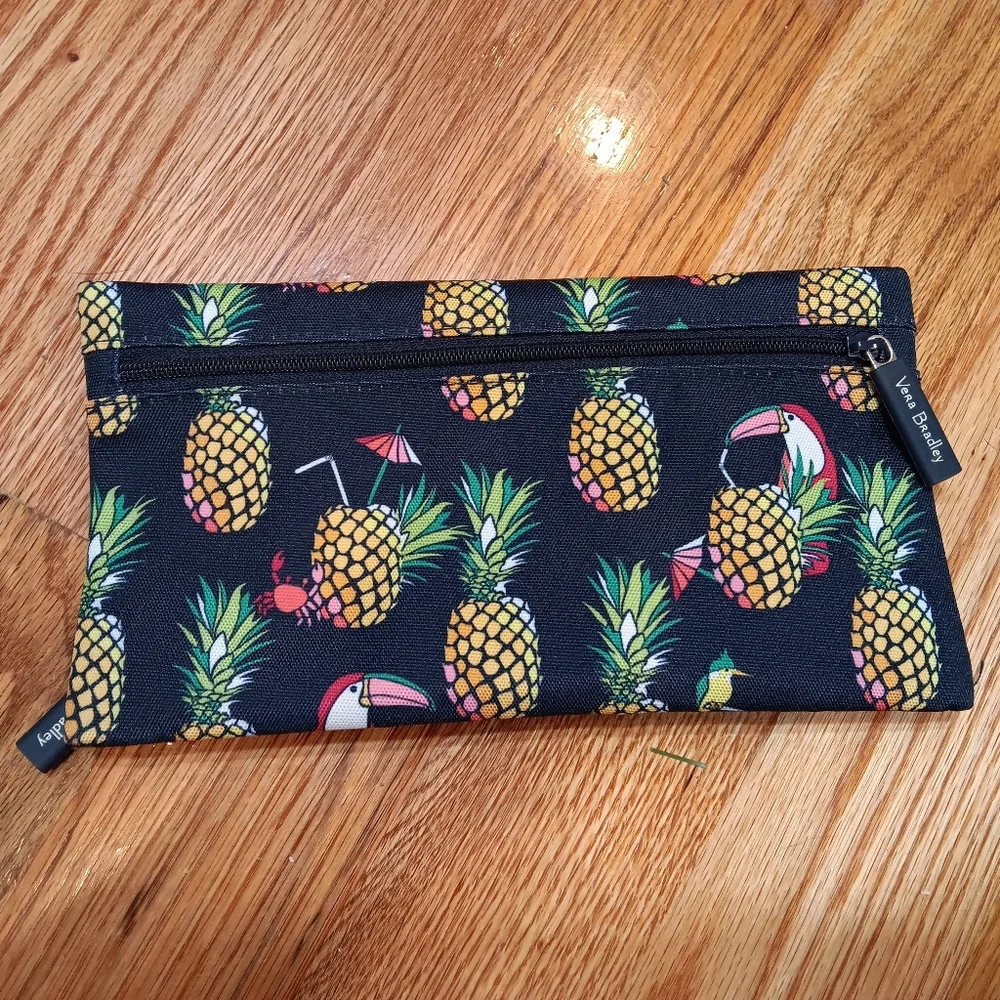 Vera Bradley Pencil Pouch Lighten Up Toucan Party! PINEAPPLES TOUCAN